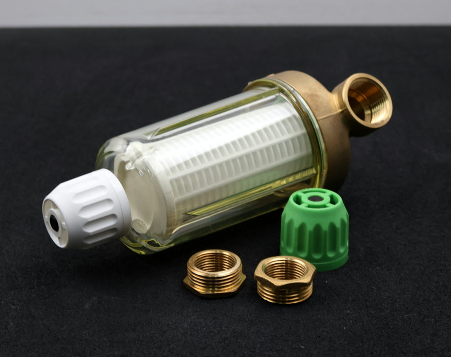 Bild des Artikels Filter-mit-Filtereinsatz-Deckel-Messing-Anschlüsse-1''-IG-Adapter-für-3/4''-IG