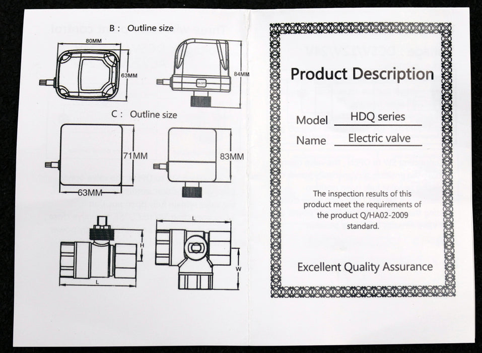 Bild des Artikels 2-Wege-Kugelhahn-elektrisch-Model-HDQ-12-24VDC-50/60Hz-IP54-6Nm-DN15-PN16-1/2''