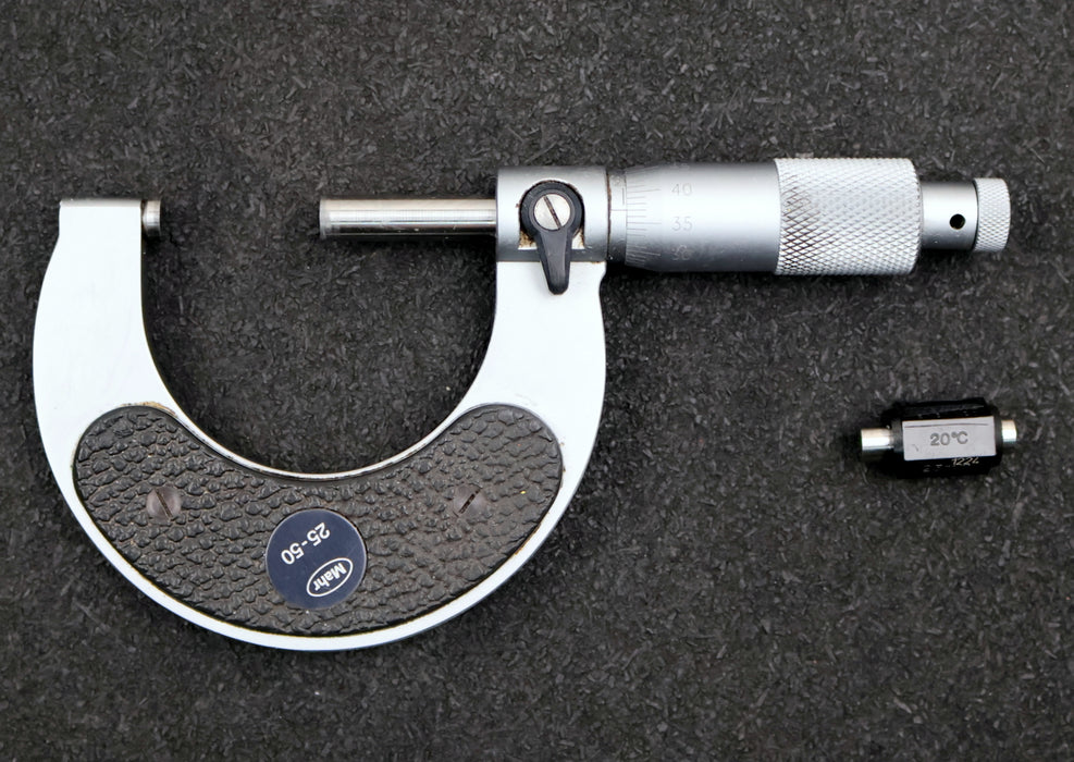 Bild des Artikels MAHR-Bügelmessschraube-für-Ø-25-50mm-Messauflösung-10µm-+-Prüfnormal-25mm-Länge