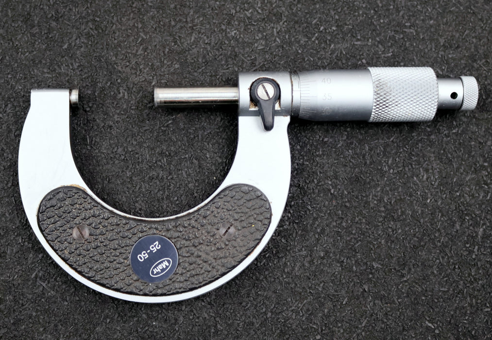 Bild des Artikels MAHR-Bügelmessschraube-für-Ø-25-50mm-Messauflösung-10µm-+-Prüfnormal-25mm-Länge