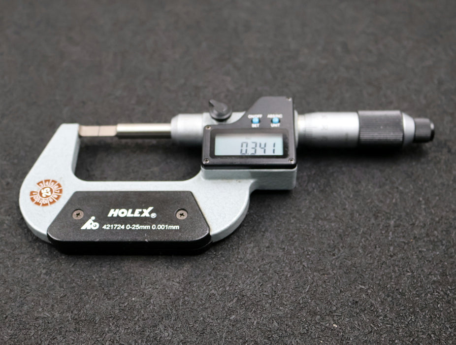 Bild des Artikels HOLEX-HOFFMANN-Digitale-Bügelmessschraube-No.-421724-mit-schmalen-Messflächen