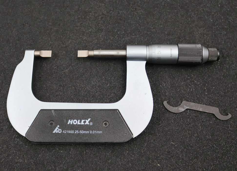 Bild des Artikels HOLEX-HOFFMANN-Nuten-Bügelmessschraube-No.-421900-mit-schmalen-Messflächen