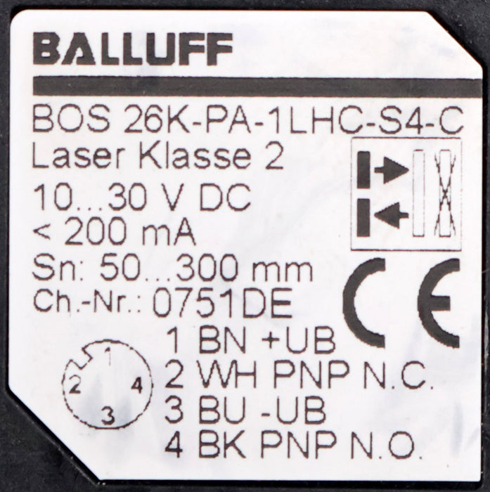 Bild des Artikels BALLUFF-Laser-Sensor-BOS-26K-PA-1LHC-S4-C-10-30VDC-Sn-50-300mm-4pin-male