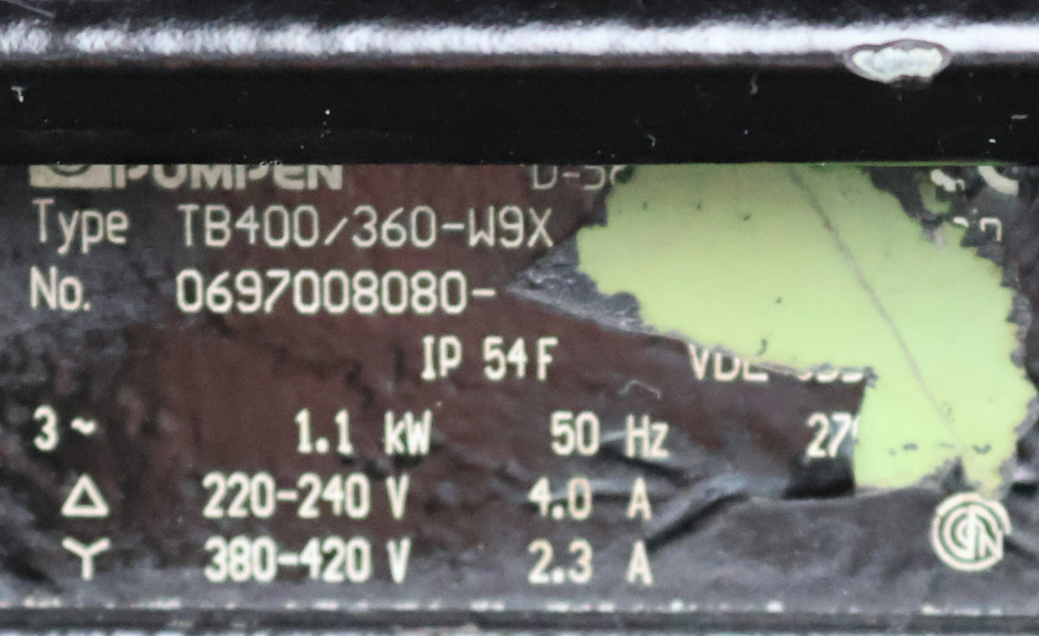 Bild des Artikels BRINKMANN-Tauch-Pumpe-1,1kW-Brinkmann-TB400/360-W9X-Volumen-400l/min