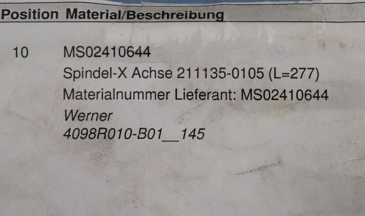 Bild des Artikels WERNER-Kugelrollspindel-für-X-Achse-Länge-277mm-Typ-211135-0105-unbenutzt