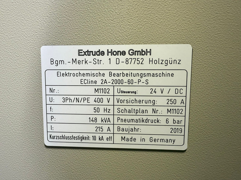 Bild des Artikels EXTRUDE-HONE-Elektrochemische-Entgratanlage-ECM-ECline-Type-2A-2000-60-P-S