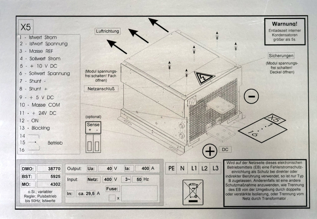 Bild des Artikels PLATING-ELECTRONIC-Power-Station-pe3000-7-Geräte-Nr.-PE0407/47001-40VDC/400A