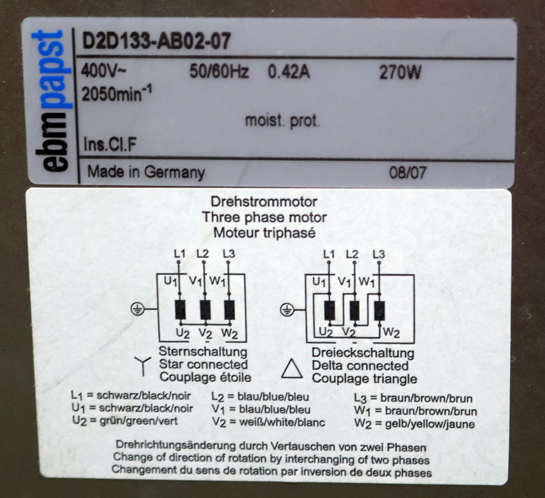 Bild des Artikels EBM-PAPST-Lüftereinheit-D2D133-AB02-07-400VAC-50/60Hz-270W-2050U/min-unbenutzt