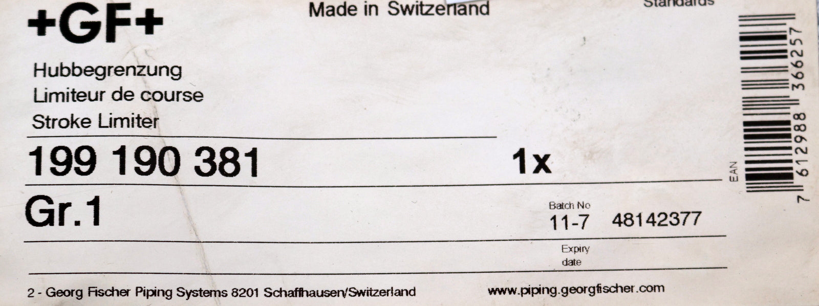 Bild des Artikels GEORG-FISCHER-+GF+-Hubbegrenzung-Signet-Art.Nr.-199-190-381-Größe-1