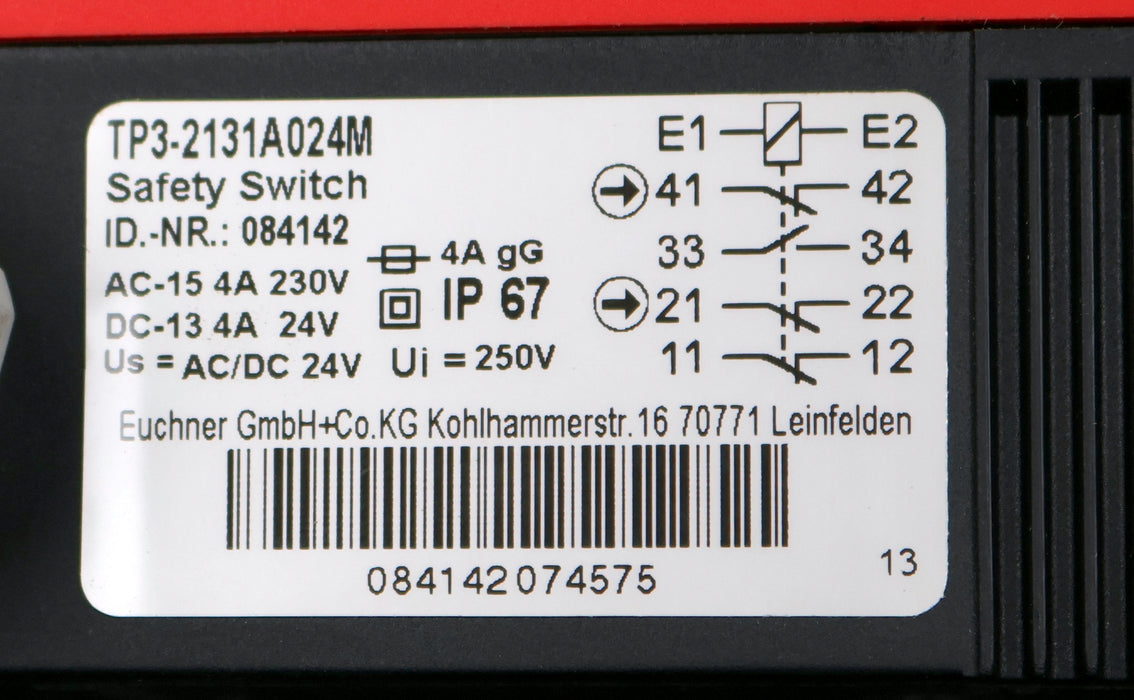 Bild des Artikels EUCHNER-Sicherheitsschalter-TP3-2131A024M-mit-Schloss-gebraucht