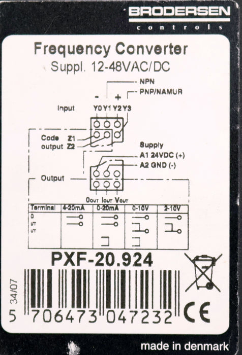 Bild des Artikels BRODERSEN-Signalwandler-frequency-converter-PXF-20.924--12-48VAC/DC-gebraucht