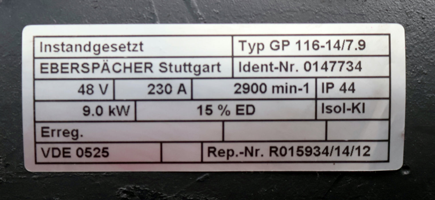 Bild des Artikels STILL-/-EBERSPÄCHER-9kW-Pumpen-Motor-für-Gabelstapler-für-STILL-R20-(alt)