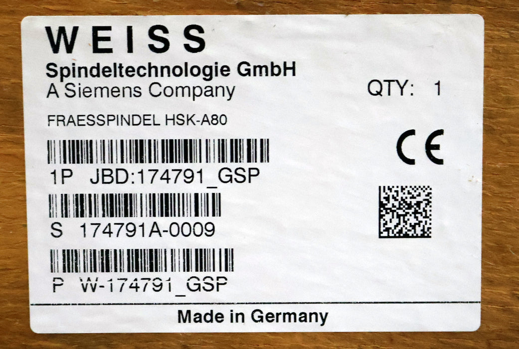 Bild des Artikels WEISS-/-GROB-Motorspindel-174791-Seriennummer-K-0024-Revidiert-2018