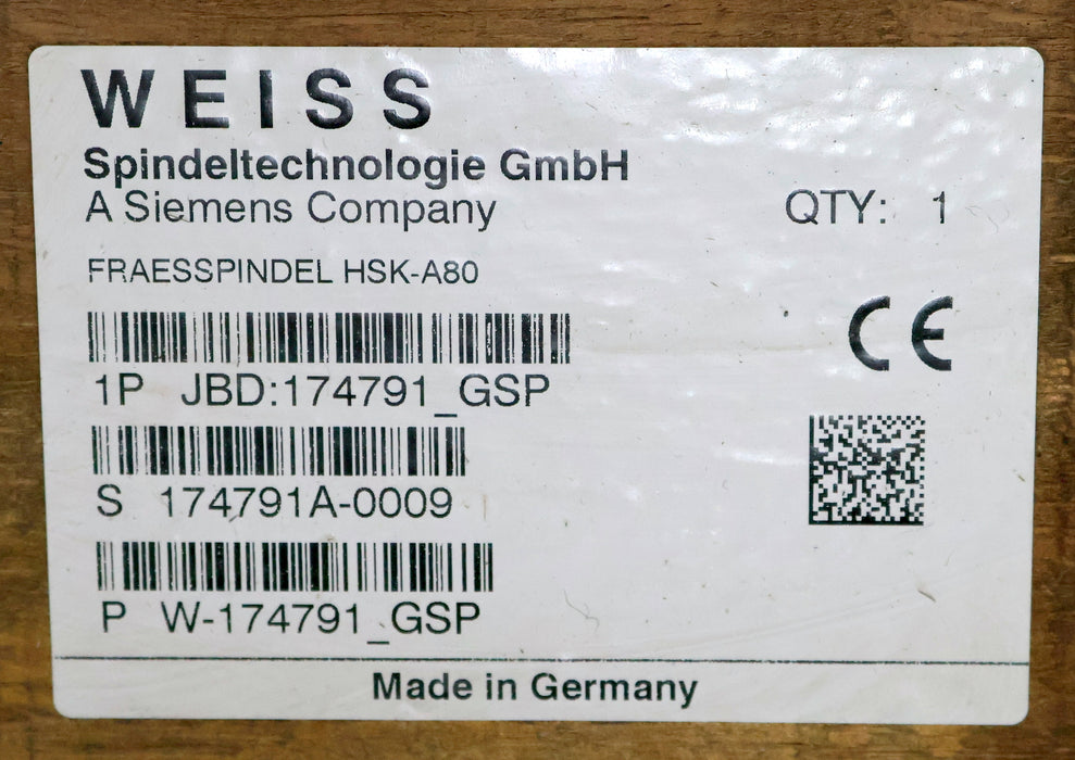 Bild des Artikels WEISS-/-GROB-Motorspindel-174791-Seriennummer-E-0027-für-GROB-BZ600-HSK80