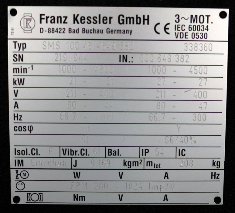 Bild des Artikels KESSLER-/-FELSOMAT-revidierte-Motorspindel-SMS-100.46-649.382-Spindeltype