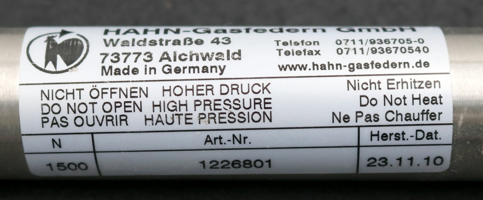 Bild des Artikels HAHN-GASFEDERN-Art.Nr.-1226801-1500N-Edelstahl-AugenØ-8mm-Stärke-am-Auge-10mm