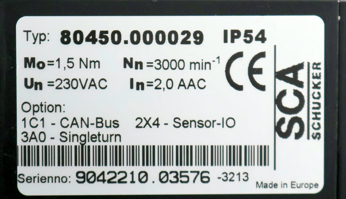 Bild des Artikels SCA-SCHUCKER-/-NEUGART-Servomotor-Typ-80450.000029-Mo=-1,5Nm-Nn=-3000U/min