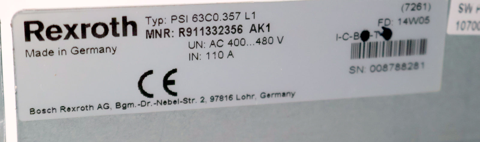 Bild des Artikels REXROTH-Frequenzumrichter-PSI6000-Typ-PSI-63CO.357-L1-MNR:-R911332356-AK1