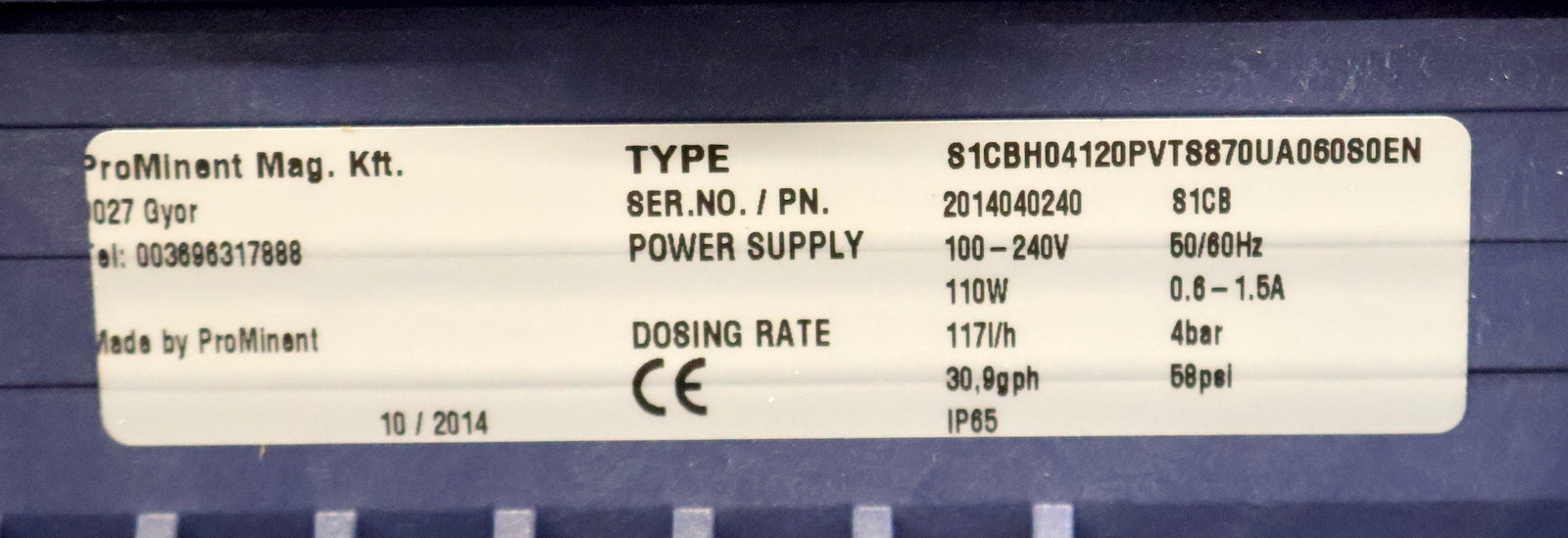Bild des Artikels PROMINENT-Motor-Membrandosierpumpe-S1CBH04120PVTS870UA060S0EN-100-240VAC-50/60Hz