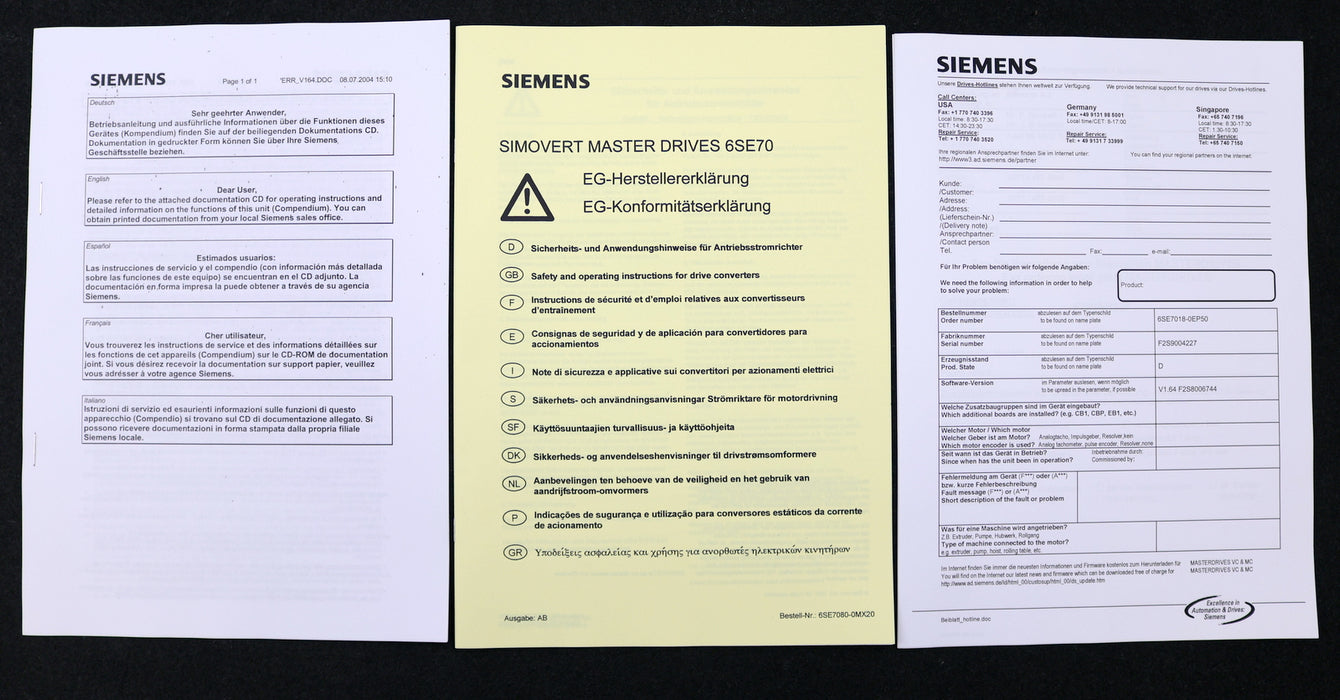 Bild des Artikels SIEMENS-MASTERDRIVES-6SE7018-0EP50-Input-380-480VAC-50/60Hz-8A-unbenutzt