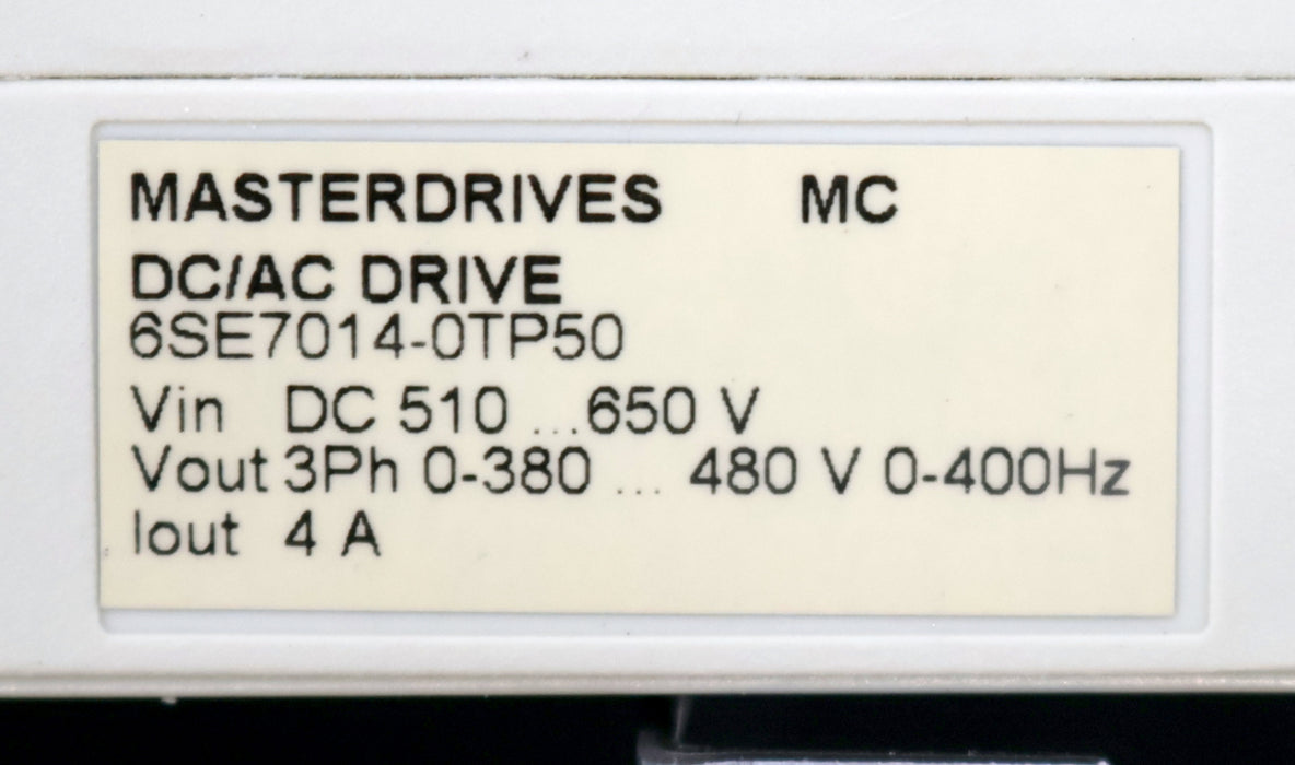 Bild des Artikels SIEMENS-MASTERDRIVES-6SE7014-0TP50-Z-Z=-G91-+-K-80-Input-510-650VDC-unbenutzt