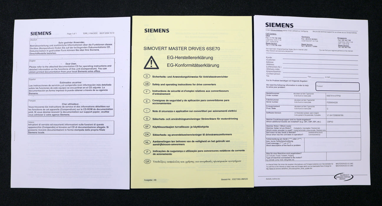 Bild des Artikels SIEMENS-MASTERDRIVES-6SE7014-0TP50-Z-Z=-G91-+-K-80-Input-510-650VDC-unbenutzt