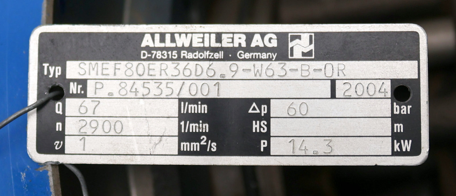 Bild des Artikels ALLWEILER-Schraubenspindelpumpe-SM-H-SMFB-A-Typ-SMEF80ER36D6.9-W63-B-0R