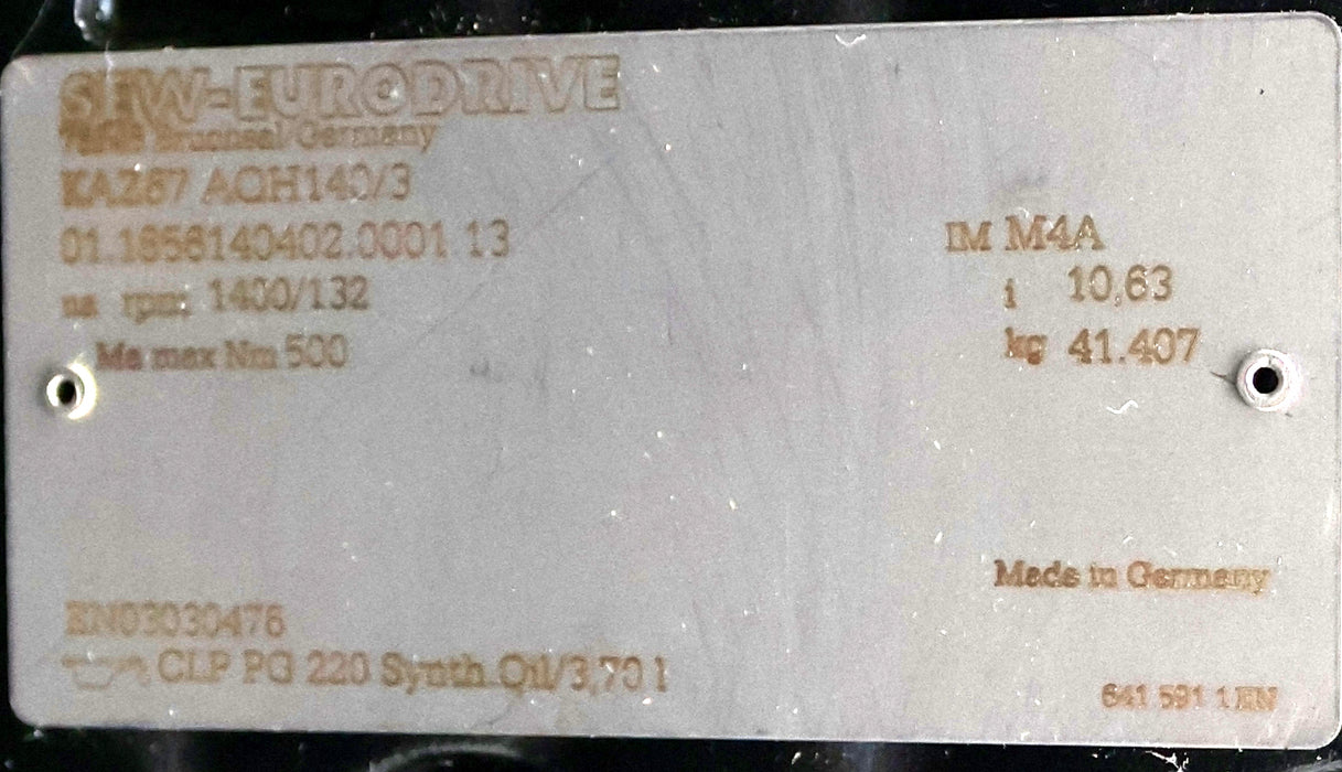 Bild des Artikels SEW-Kegelradgetriebe-KAZ67-AQH140/3-1400/132rpm-max-500Nm-FlanschØ-155mm