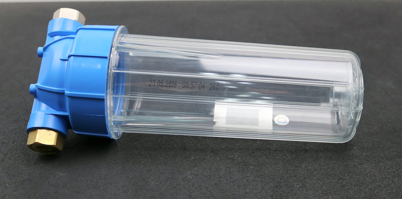 Bild des Artikels BKG-10''-Filtergehäuse-transparente-Filtertasse-Anschlüße-3/4''-Überwurfmutter