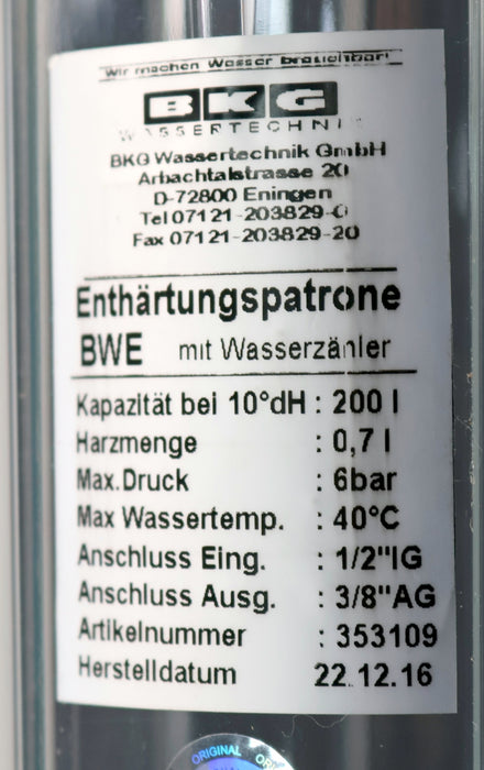 Bild des Artikels BKG-10''-Filtergehäuse-transparente-Filtertasse-Anschlüße-3/4''-Überwurfmutter