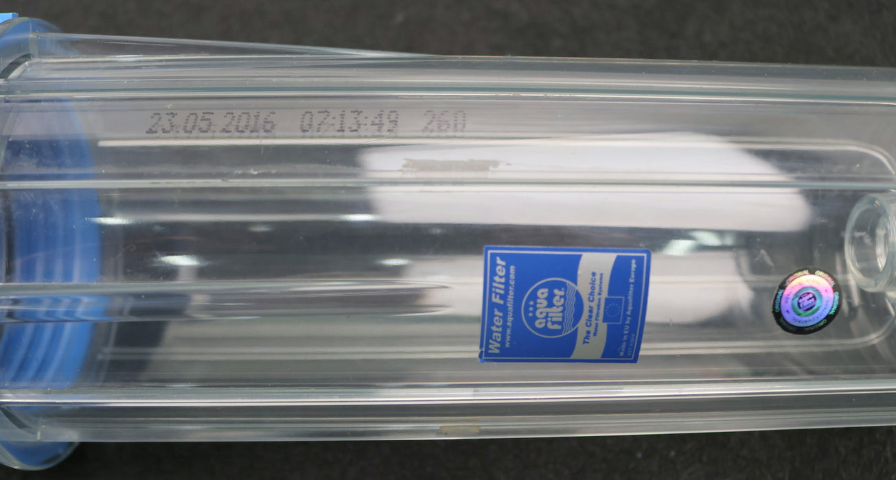 Bild des Artikels AQUA-FILTER-10''-Filtergehäuse-transparente-Filtertasse-Anschlüße-1/2''-IG