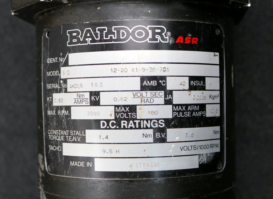 Bild des Artikels BALDOR-A.S.R.-SERVOTRON-Servo-Motor-SD-12-20-A1-9-26-701-max.2000rpm-0,62Nm/A