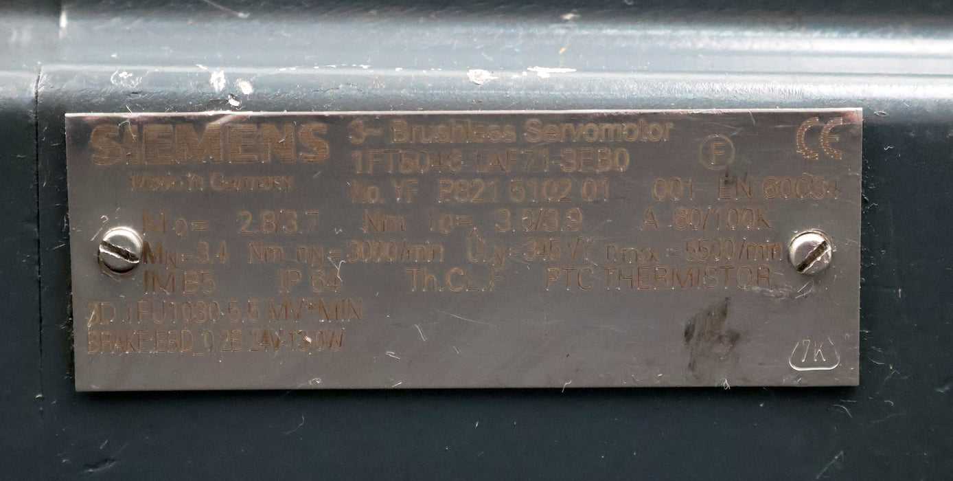 Bild des Artikels SIEMENS-Servo-Motor-1FT5046-1AF71-3EB0-Mo=-2,8/3,7Nm-gebraucht-
