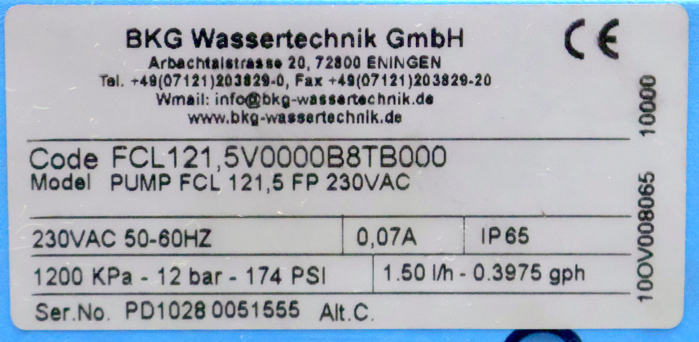 Bild des Artikels EMEC-Dosierpumpe-Model-PUMP-FCL-121,5-FP-230VAC-1,50l/h-0,3975gph-0,07A
