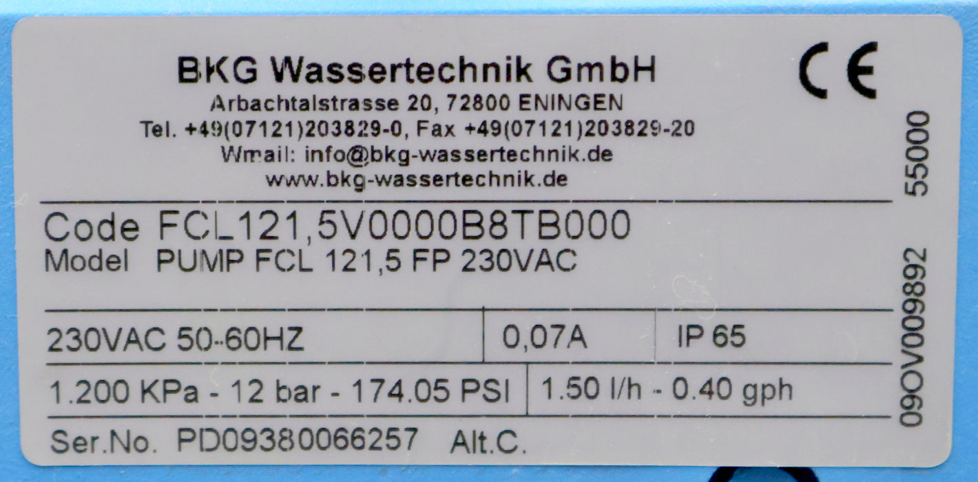 Bild des Artikels EMEC-Dosierpumpe-Model-PUMP-FCL-121,5-FP-230VAC-1,50l/h-0,40gph-0,07A-230VAC
