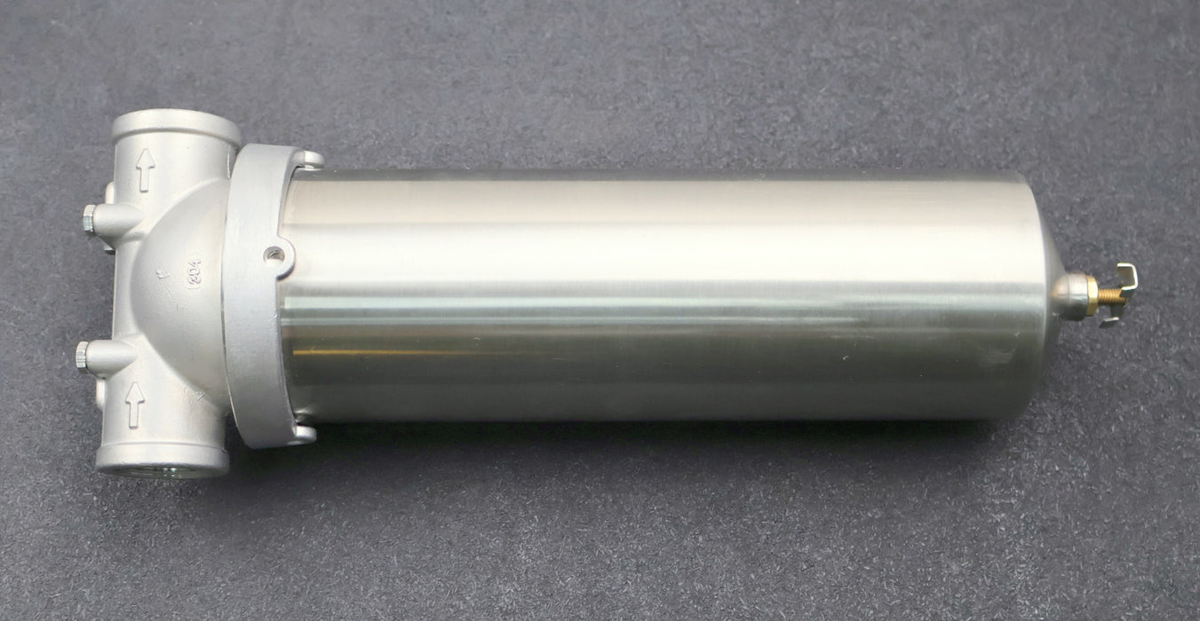 Bild des Artikels Edelstahl-Filtergehäuse-Größe-10''-Anschluß-1''-mit-2-Schraublöcher-unbenutzt