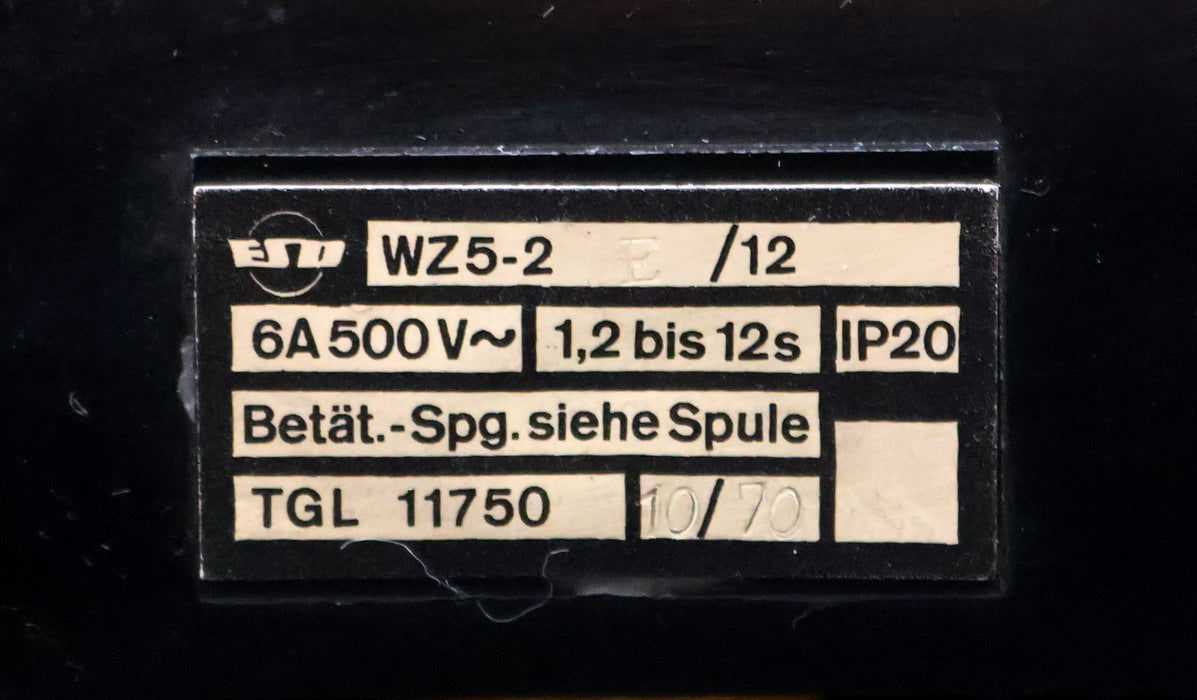 Bild des Artikels DDR-EAW-Zeitrelais-WZ5-2-E/12-6A-500VAC-1,2-12s-IP20-Spulenspannung-220VAC-50Hz