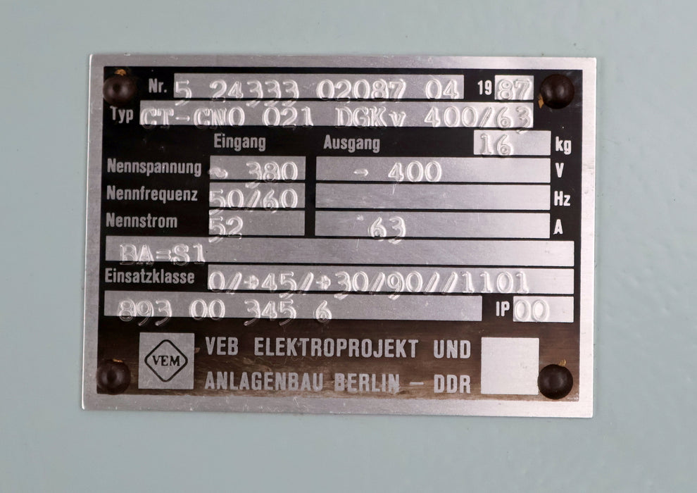 Bild des Artikels VEB-EAB-DDR-Steuergerät-Thyresch-CT-CN0-021-DGKv-400/63-400VDC-63A
