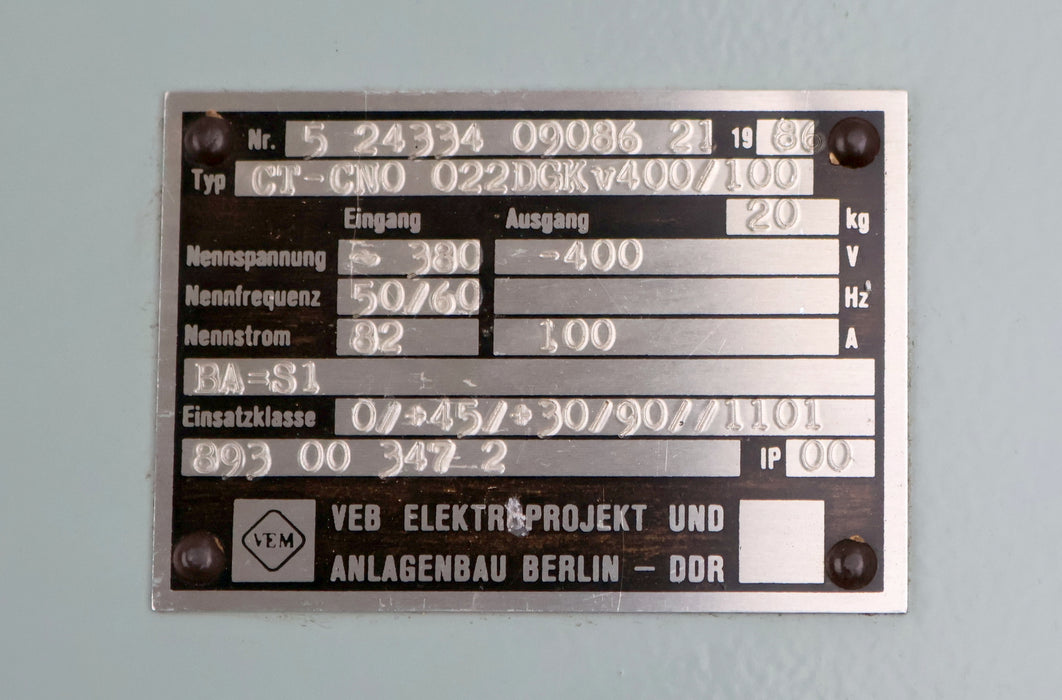 Bild des Artikels VEB-EAB-DDR-Steuergerät-Thyresch-CT-CN0-022-DGKv-400/100-400VDC-100A