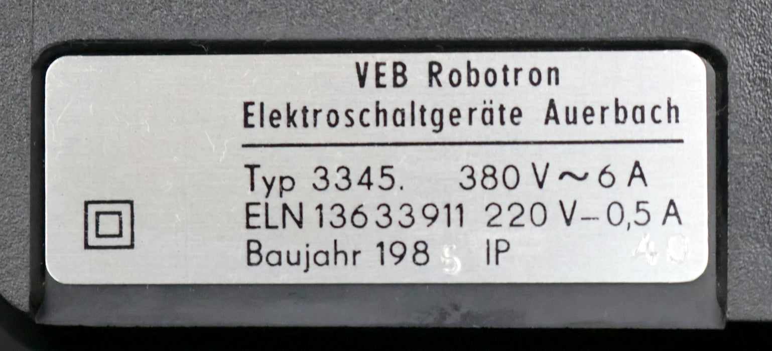 Bild des Artikels VEB-ROBOTRON-Elektroschaltgerät-Typ-3345-ELN-13633911-380VAC-6A-220VDC-0,5A