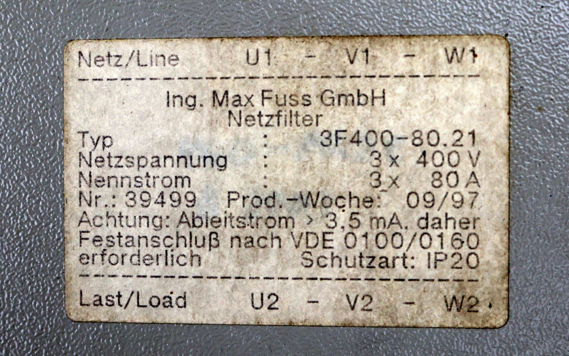Bild des Artikels MAX-FUSS-GMBH-Netzfilter-3F400-80.21-Nennspannung-3x-400V-Nennstrom-3x-80A