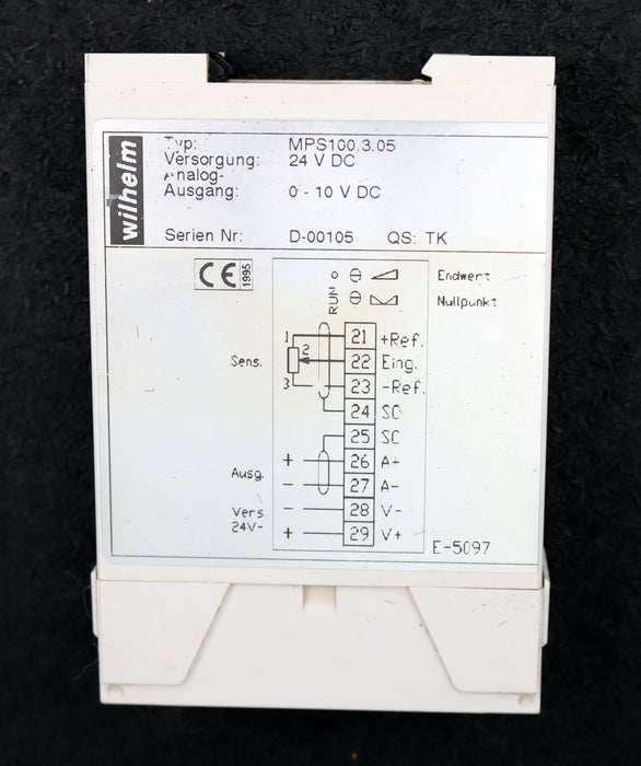 Bild des Artikels WILHELM-Meßumformer-Typ-MPS100.3.05-24VDC-0-10VDC-gebraucht