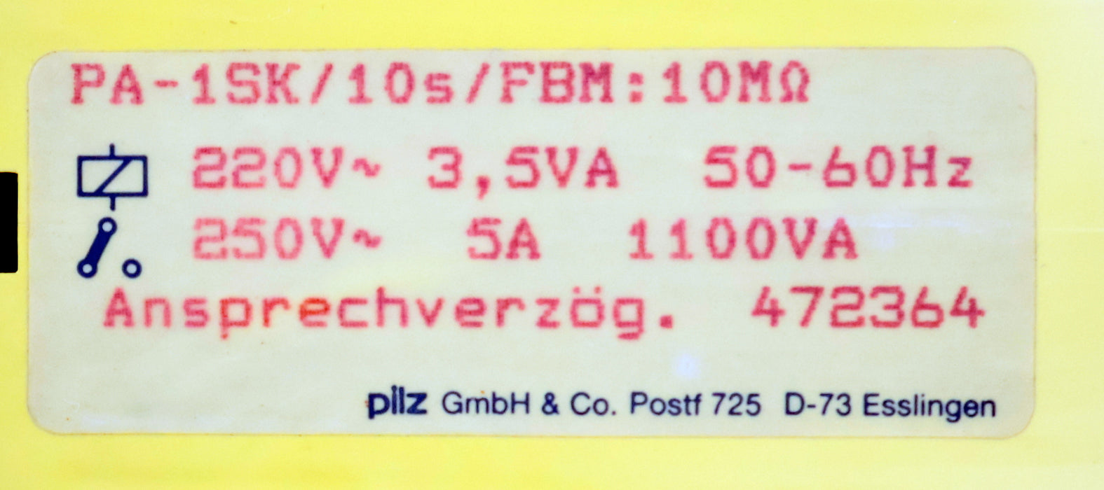Bild des Artikels PILZ-Sicherheitsschaltgerät-PA-1SK/10s/FBM:10MΩ-ID-No.:-472364