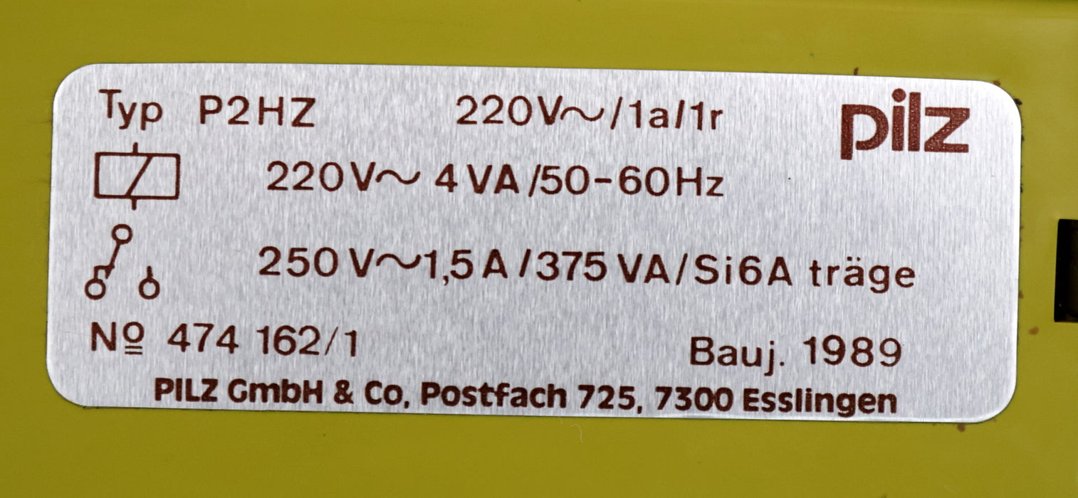 Bild des Artikels PILZ-Zweihandbedienungsrelais-P2HZ-ID-No.:-474162/1-220VAC-4VA-40-60Hz