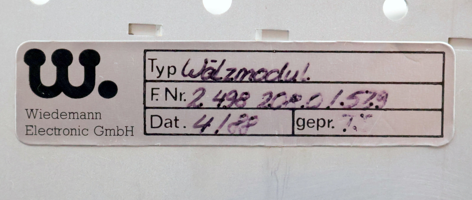 Bild des Artikels WIEDEMANN-Wälzmodul-Grundgehäuse-F.Nr.-2498208.0-Platz-für-7-Steckkarten