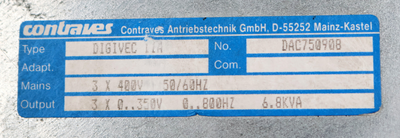 Bild des Artikels CONTRAVES-!-overhauled-and-tested-!-DIGI-VEC-11A-DAC750908-3x-400V-50/60Hz