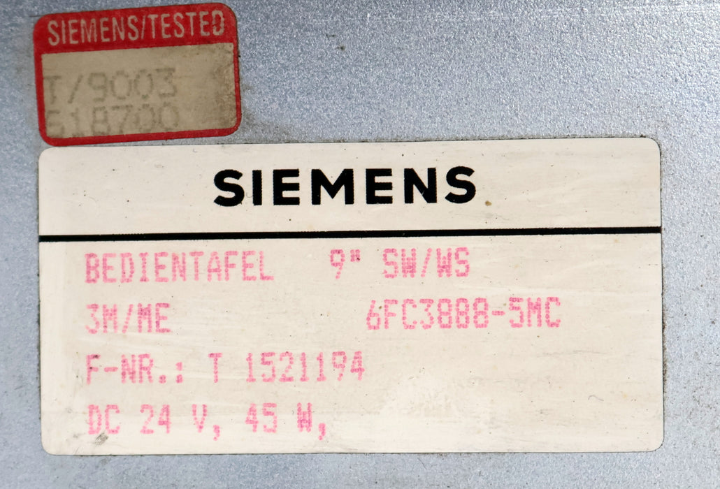 Bild des Artikels SIEMENS-SINUMERIK-!-overhauled-and-tested-!-9''-Bedientafel-SW/WS-6FC3888-5MC