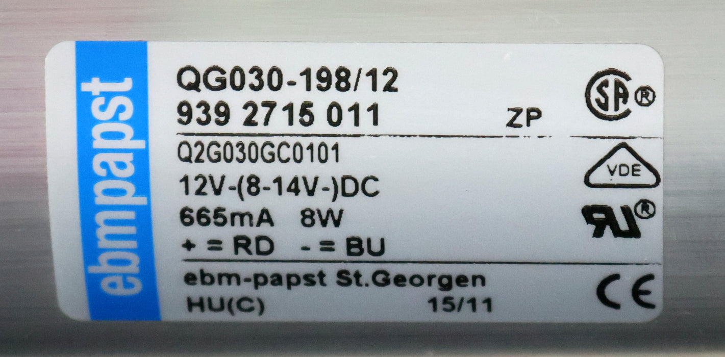 Bild des Artikels EBMPAPST-Radialgebläse-QG030-198/12-12VDC-665mA-8W-Maße-47,5x258x50mm-gebraucht