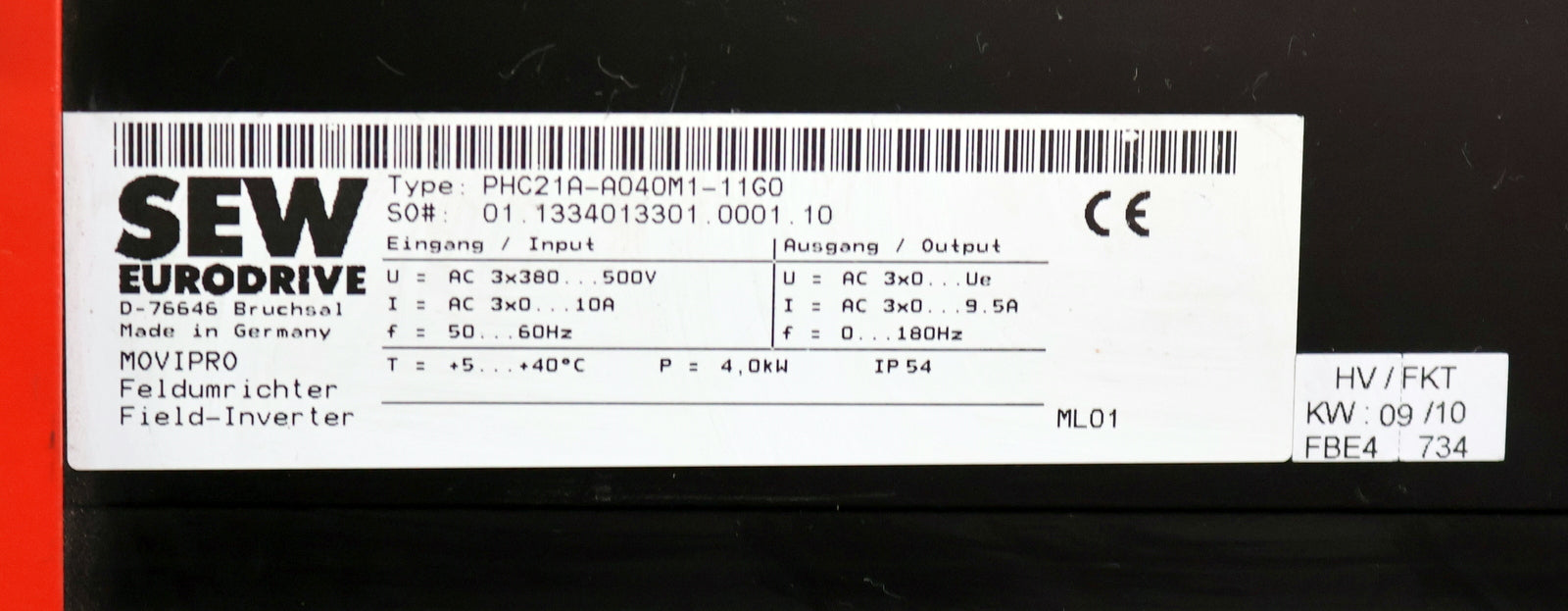 Bild des Artikels SEW-MOVIPRO-ADC-Feldumrichter-PHC21A-A040M1-11G0-mit-MOVIPRO-Anschaltbox