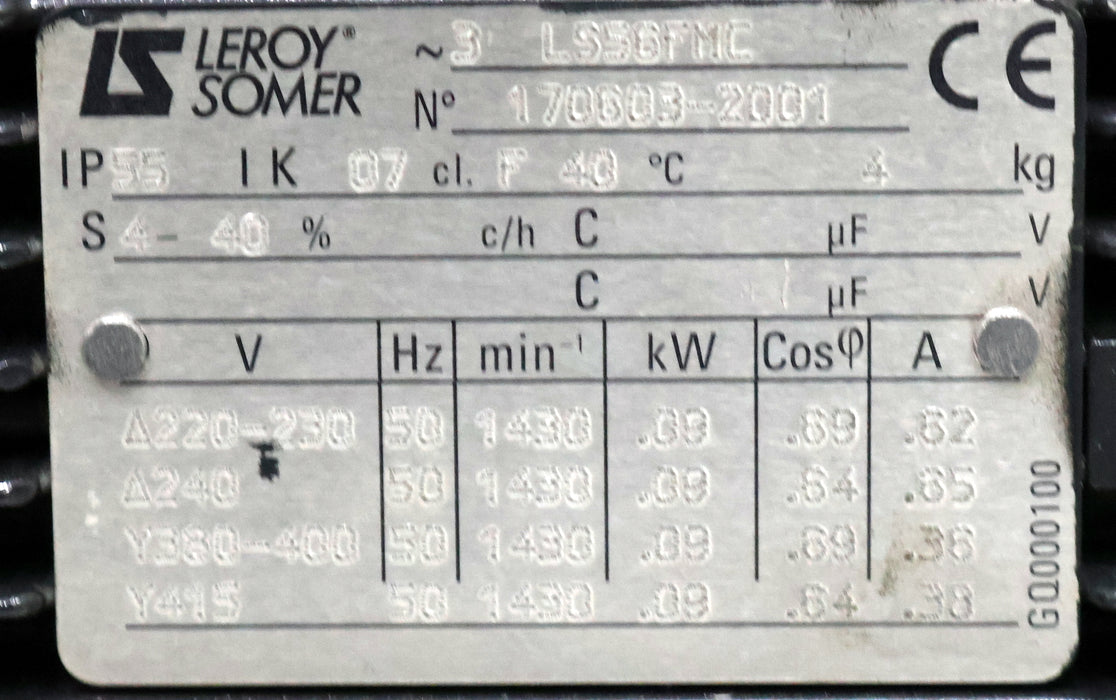 Bild des Artikels LEROY-SOMER-Elektrofahrwerk-No.-1R4510-10-M-C1C2C3-Motor-LS56FMC-220-240VDC